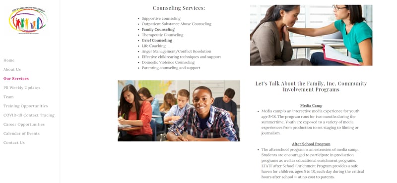 The website for Let's Talk About the Family Inc. says the nonprofit offers a wide array of services, including fatherhood programs, a GED/literacy program, therapeutic counseling and after-school programs. (Special)
