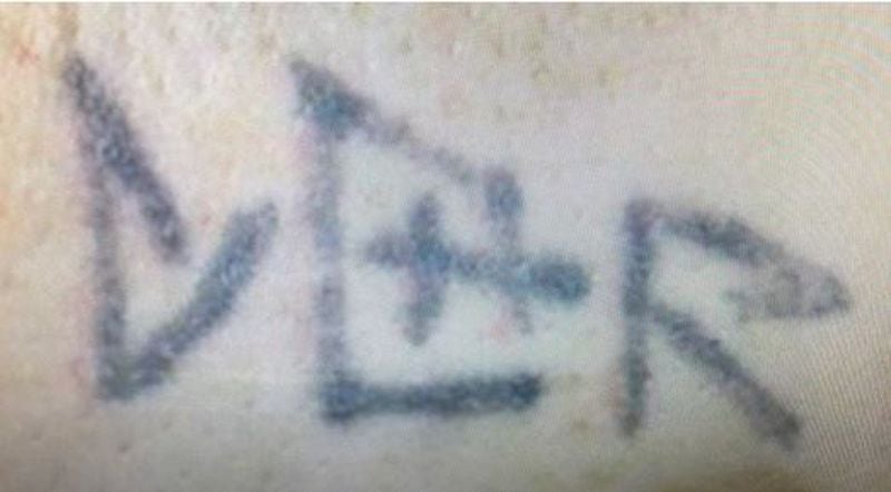 A photo of a tattoo on a woman found in a Bartow County landfill Monday. The tattoo,  believed to be the Japanese symbol for bravery, was on the woman's right wrist. (Photo: Bartow County Sheriff's Office)