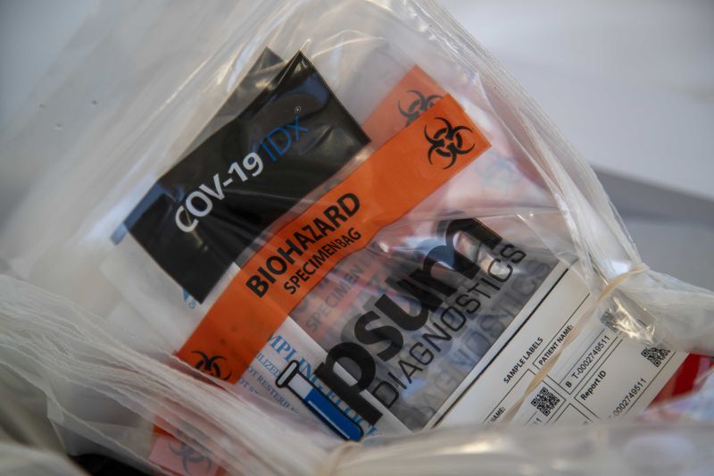 COVID-19 test kits are ready for use during a DeKalb County Department of Health drive-thru COVID-19 testing site in Doraville, Tuesday, Nov. 17, 2020.  (Alyssa Pointer / Alyssa.Pointer@ajc.com)