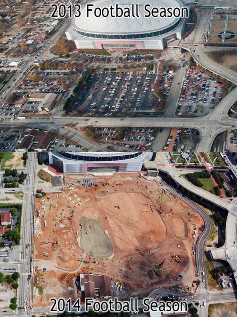 Over view of the Georgia Dome and the construction site. (Courtesy of the Georgia Dome)