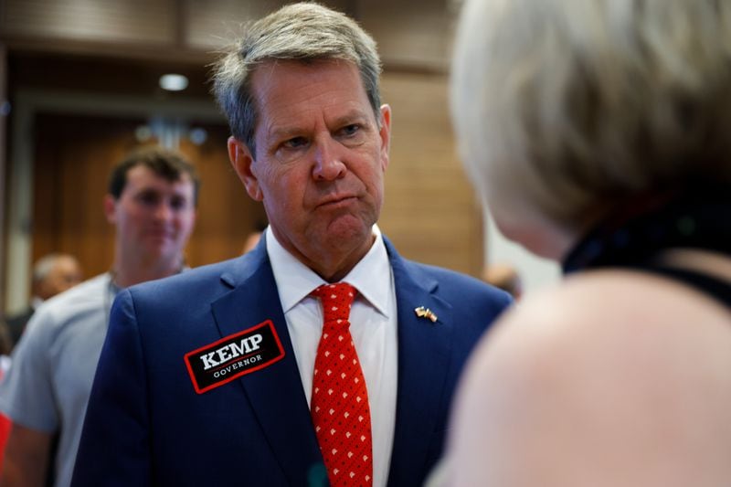 Gov. Brian Kemp once faced questions about the accuracy of the 2020 election from Suzannah Heimel, who -- while still identifying herself as conservative -- is running as a Democrat for a County Commission seat in solidly red Oconee County. Nathan Posner for The Atlanta Journal Constitution.