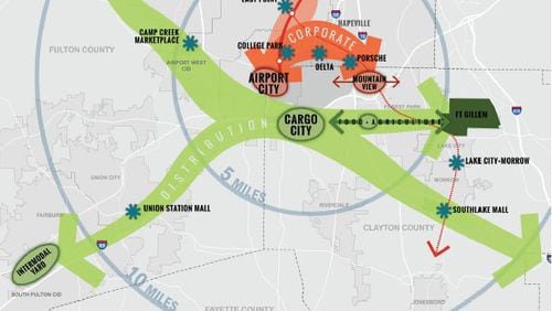 Aerotropolis focus areas. Source: Atlanta Regional Commission, Aerotropolis Atlanta Blueprint.
