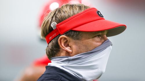Georgia Head Coach Kirby Smart during the Bulldogs practice in Athens, Ga., on Mon., Aug. 17, 2020. (Photo by Chamberlain Smith)