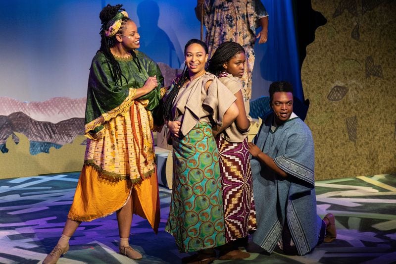 Brittani Minnieweather, Kendra Nicole Johnson, Ja’Siah Young, and Jonathan Bryant in “Mufaro’s Beautiful Daughters” at Synchronicity.
Courtesy of Casey Gardner Ford