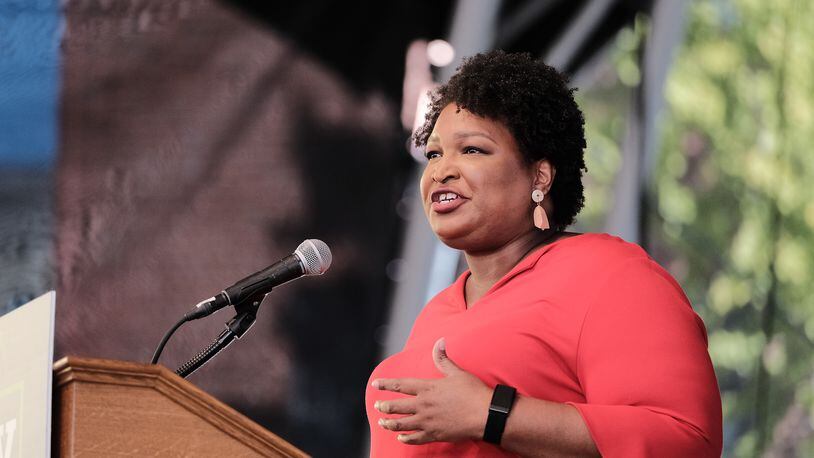 Stacey Abrams speaks during a get-out-the-vote rally for Democratic gubernatorial candidate, former Virginia Gov. Terry McAuliffe at Ting Pavilion on Oct. 24, 2021, in Charlottesville, Virginia. (Eze Amos/Getty Images/TNS)