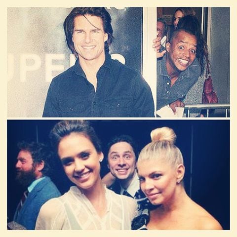 Donald Faison photobombs Tom Cruise; Zach Braff photobombs Jessica Alba and Fergie