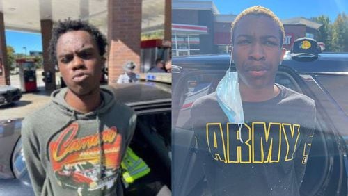 Chandler Richardson (left) and Kemare Bryan are both facing murder charges in the shooting death of 18-year-old Jefferson High School student Elijah DeWitt. They were arrested in Anderson County, South Carolina, according to Gwinnett County police.