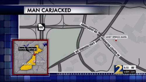 A man was  jumped and carjacked outside his Sandy Springs office building, Channel 2 Action News reported.