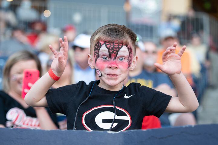 UGA and Georgia Tech fans filled Coolray Field during the 20th Spring Classic on Sunday in Lawrenceville. (Jamie Spaar / for The Atlanta Journal-Constitution)