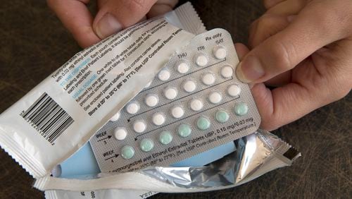 A new service in Georgia called Nurx aims to skip the obstacles many patients face in obtaining drugs such as HIV treatments and birth control, including emergency contraception. Shown here, a one-month pack of hormonal birth control pills. (AP Photo/Rich Pedroncelli)