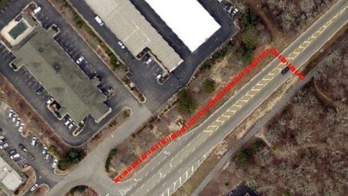 A crosswalk with flashing signals will be installed on a busy section of Crosstown Drive in Peachtree City. Courtesy Peachtree City