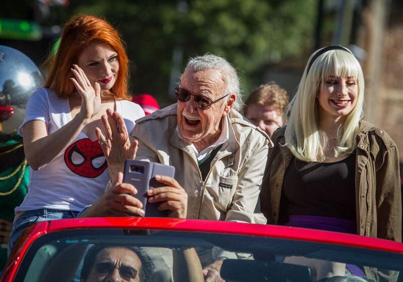 Stan Lee served as Grand Marshal of the DragonCon parade on Sept. 2, 2017 in downtown Atlanta. Photo: STEVE SCHAEFER / SPECIAL TO THE AJC