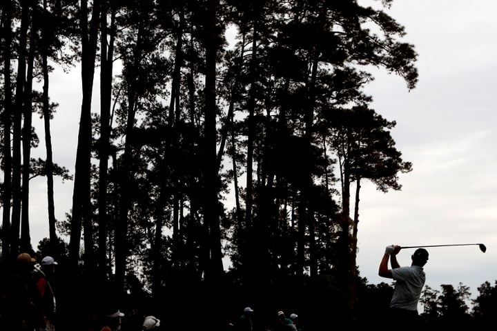 April 8, 2021, Augusta: Justin Rose tees off on seventeenth hole during the first round of the Masters at Augusta National Golf Club on Thursday, April 8, 2021, in Augusta. Curtis Compton/ccompton@ajc.com