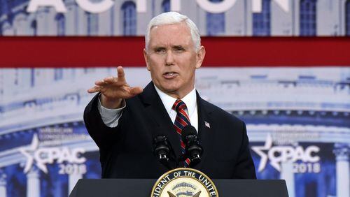 Vice President Mike Pence, shown here at the Conservative Political Action Conference on Thursday, Feb. 22, said earlier that seven known terrorists or terror suspects are apprehended along the Mexican border daily. (Olivier Douliery/Abaca Press/TNS)