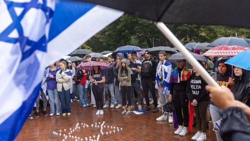 Students attend a vigil for Israel at Emory University in Atlanta on Wednesday, October 11, 2023. The vigil comes after Hamas militants waged a surprise attack over the weekend. (Arvin Temkar / arvin.temkar@ajc.com)