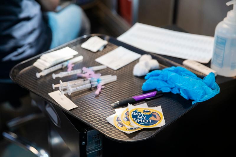  A file photo of a mobile COVID-19 vaccination clinic in Foley, Minn.,  Minnesota health officials said on Thursday, Dec. 2, that a man who lives in the state was infected with the omicron variant of the coronavirus.  (Liam James Doyle/The New York Times)