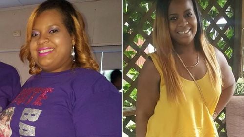 Brittany Shy weighed 225 when the photo on the left was taken in May 2016. A year later, right, she weighed 160 pounds.
