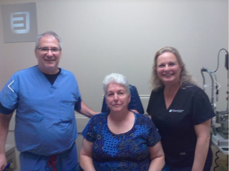 Dr. Jamie Walraven's Ageless Wellness Center posted this photo on Facebook four days after Doris Tyler's eye procedure, saying Walraven would be a featured speaker at an eye treatment seminar. Tyler, seated, is flanked by Walraven and Atlanta retinal surgeon Dr. Robert Halpern. SPECIAL