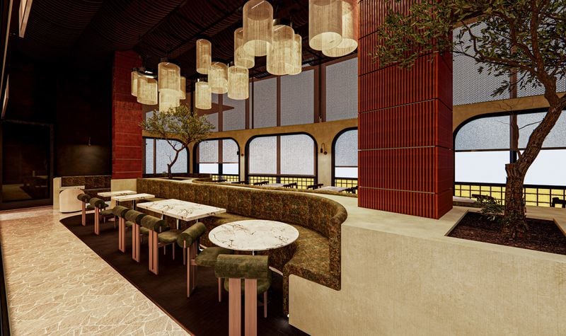 Rendering of Eden, a forthcoming French-inspired Mediterranean concept from the team behind Delbar and Bibi Eatery.