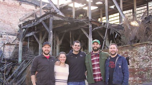 Creature Comforts’ five original employees (left to right): Adam Beauchamp (co-founder/brewmaster), Katie Beauchamp (tasting room general manager), Chris Herron (co-founder/CEO), Blake Tyers (wood cellar/specialty brand manager), David Stein (co-founder/head brewer). Stein and Adam Beauchamp are both homebrewers-turned-pro brewers. CONTRIBUTED BY CREATURE COMFORTS BREWING CO. 2017