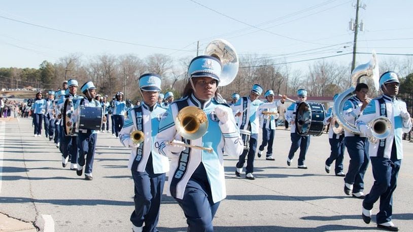 Meadowcreek High School marching band members perform at the 2015 Gwinnett County MLK Parade