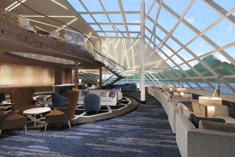 Artist’s rendering of the Horizon Lounge on Norwegian’s newest cruise ship, Encore. Its maiden voyage will be in November. CONTRIBUTED BY ANA PIMENTEL