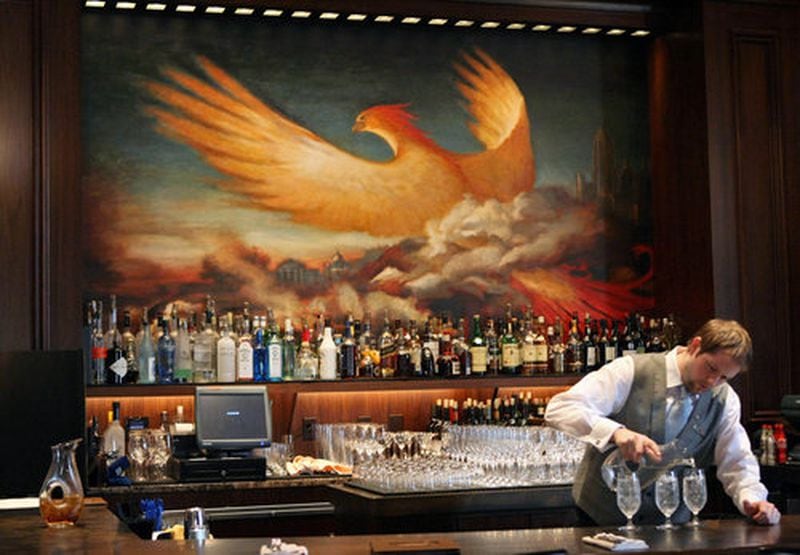'RESURGENS,' by Claude Perreault for Gorman Studios (2008). This mural was commissioned by the hotel for this space in the hotel bar.
