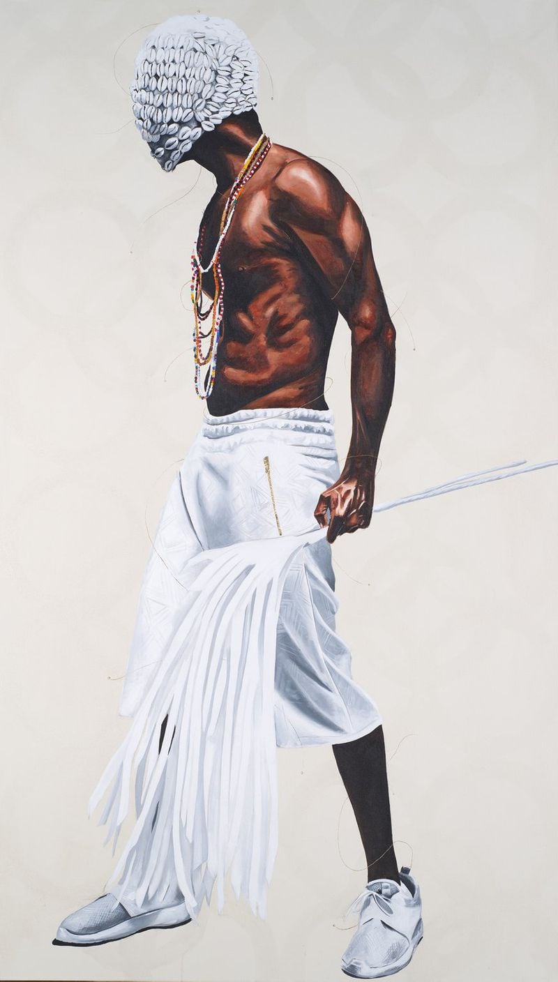 “DO or DIE: Affect, Ritual, Resistance” by artist Fahamu Pecou appears at the Michael C. Carlos Museum and includes the painting “Rising.” CONTRIBUTED BY MICHAEL C. CARLOS MUSEUM