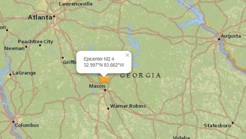 A small earthquake hit Middle Georgia earlier Sunday, the U.S. Geological Survey reported.