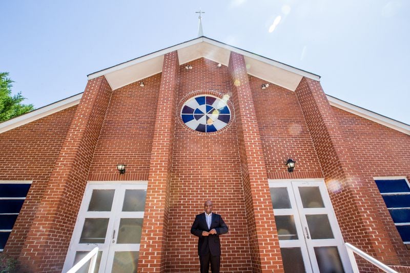 The China Grove Missionary Baptist Church started in a home 100 years ago and still serves the Lynwood Park Community on Thursday, April 1, 2021.  Pastor Darreius Moore has been the leader of the church for nearly 12 years and is native to Atlanta.  (Jenni Girtman for The Atlanta Journal-Constitution)