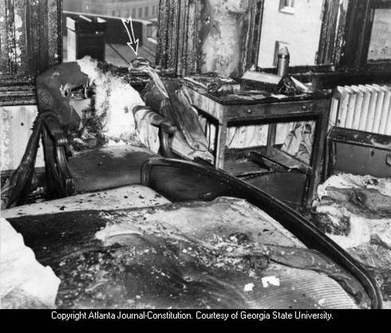A photo from one of the guest rooms inside the Winecoff Hotel after the deadly fire.