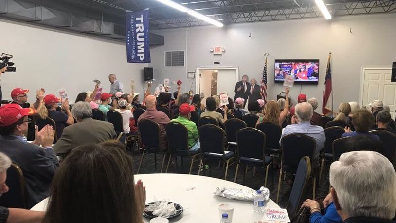 Dozens of Republican activists gathered for training sessions around Georgia followed by “watch parties” for President Donald Trump’s campaign kickoff. AJC/hand-out.