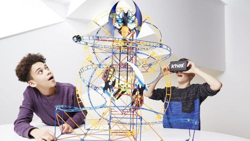 The K’Nex Thrill Rides: Bionic Blast Roller Coaster Building Set includes a VR viewer. CONTRIBUTED