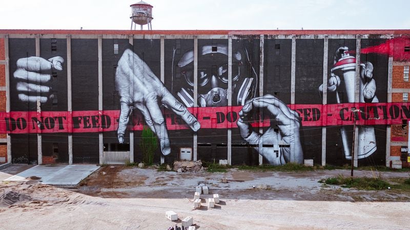 A controversial mural by the French artist MTO welcomes visitors to the Distillery District. (Steven Vaugn/VisitLEX)