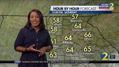 Scattered showers are possible to kick off the weekend, Channel 2 Action News meteorologist Eboni Deon said.