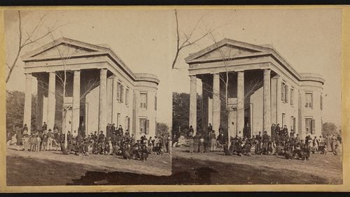 Freedmen in front of an unnamed library. Courtesy ancestry.com
