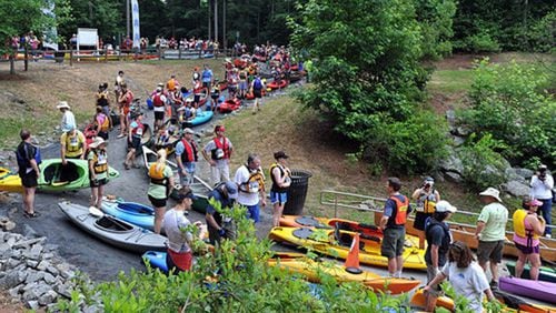 Participants line up in Roswell for the Chattahoochee River Race. AJC FILE/BRANT SANDERLIN/BSANDERLIN@AJC.COM
