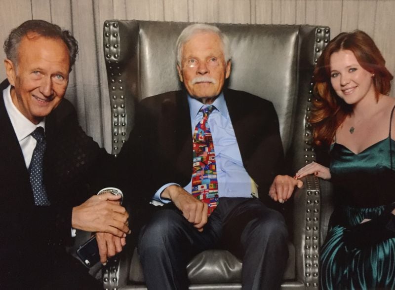 Bill Tush last November with Ted Turner at his 80th birthday party. Molly Mixon is on the right.