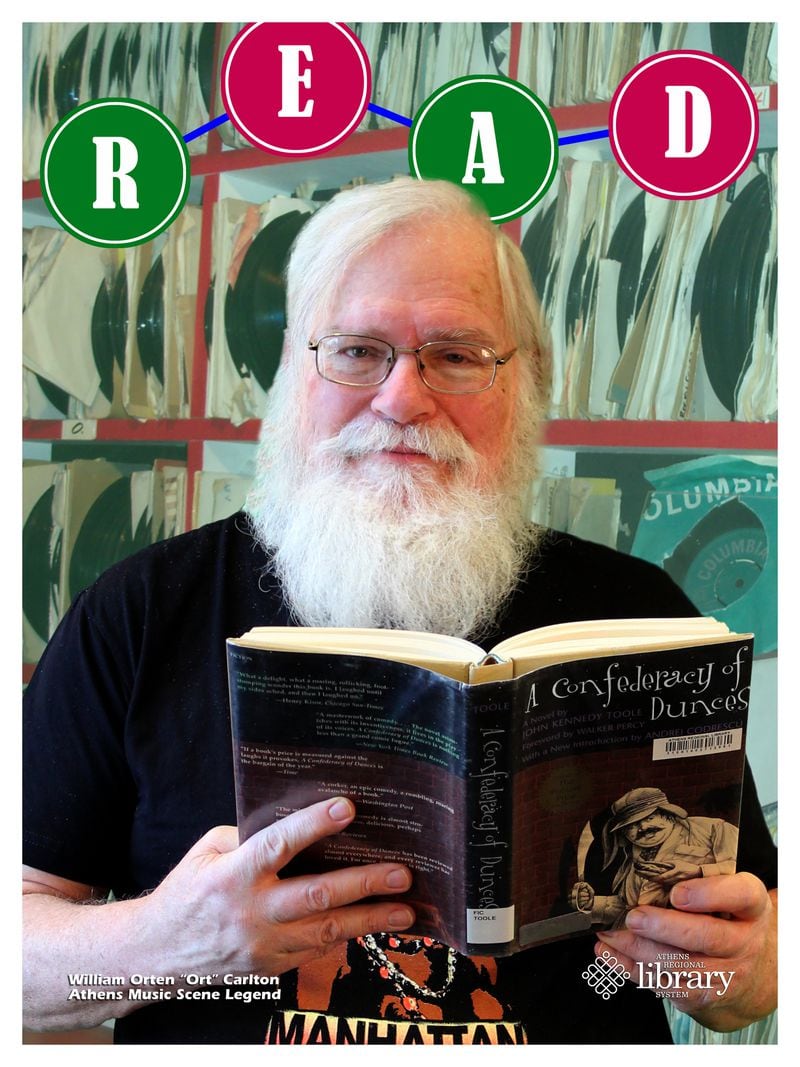 William Orten "Ort" Carlton posed in 2016 for the READ campaign, sponsored by the Athens Regional Library System. Carlton was a voracious reader and collector of books. Photo and design: Van Burns