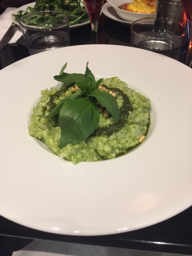 Pesto risotto was one of the highlights of a visit to the restaurant Sorza on the Ile Saint-Louis in the Seine River in Paris. (Courtesy of Olivia King)