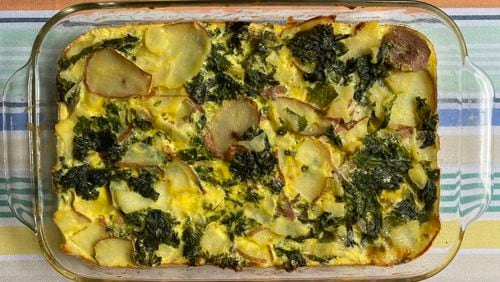 Potato, Kale and Egg Bake adapted from a recipe by Deborah Madison. (Ligaya Figueras / ligaya.figueras@ajc.com)