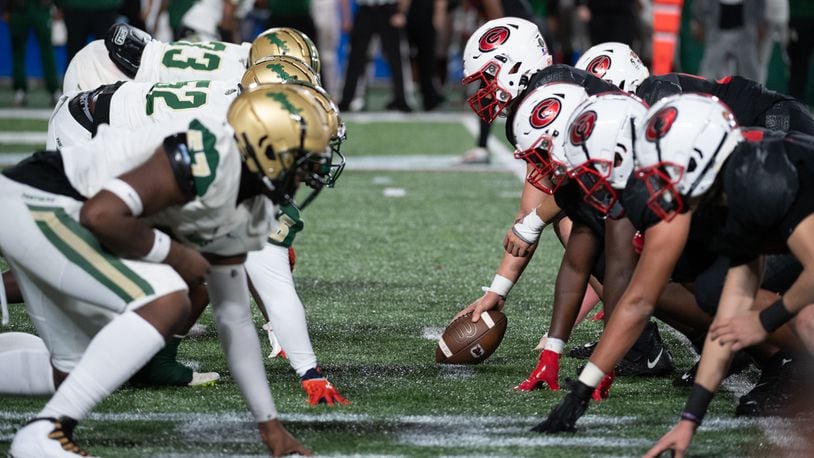 It's game time!: Langston Hughes and Gainesville met in the Class 6A championship game Friday at Center Parc Stadium. (Jamie Spaar/For the AJC)