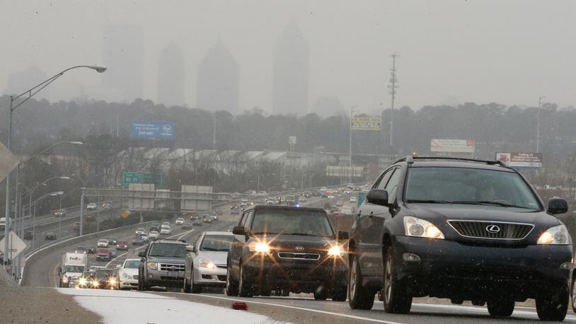 Parts of Atlanta were dusted with light snow flurries on the morning of March 6, 2015.