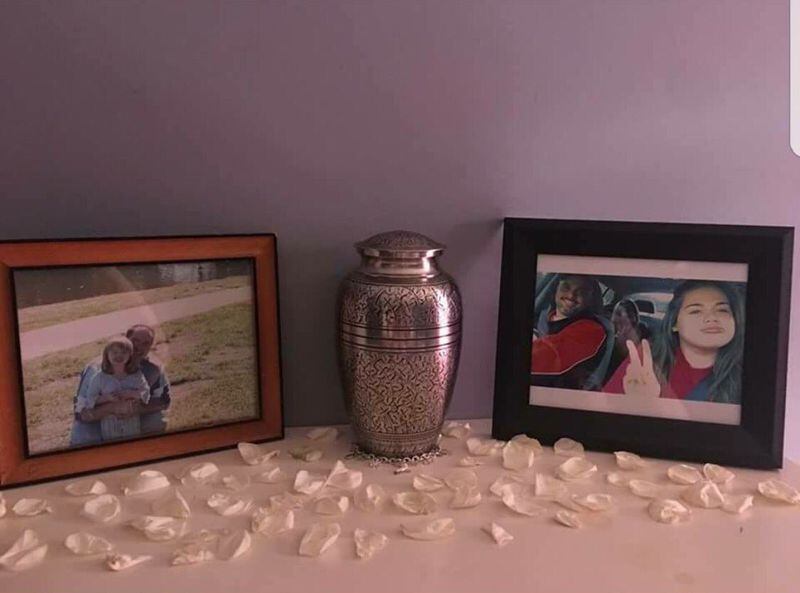 An urn carrying the ashes of Ariana Kimbrough's father, Shannon, was stolen in Gwinnett County. (Credit: Channel 2 Action News)