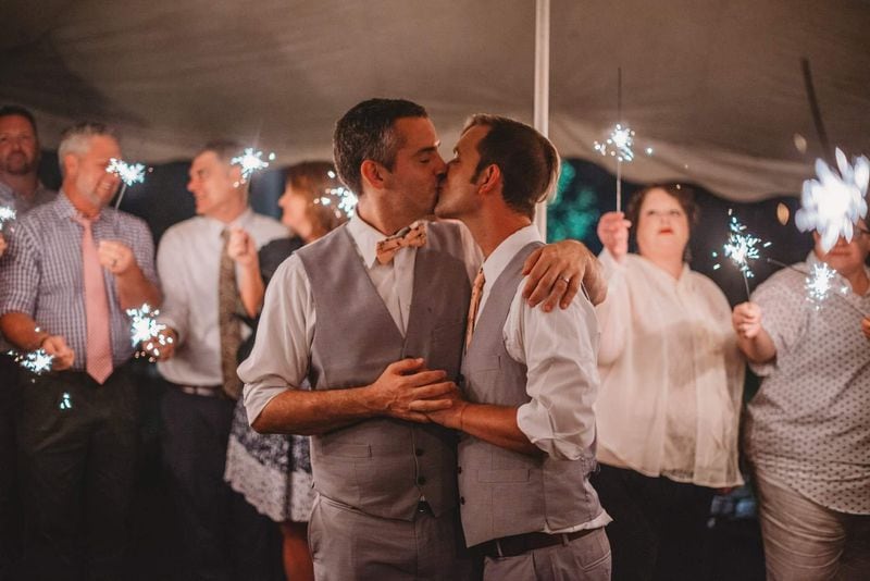 John Thomas Cecil, 35, and Jesse McDowell, 37, were married May 11 in the backyard of their home in Chattanooga, Tenn. CONTRIBUTED