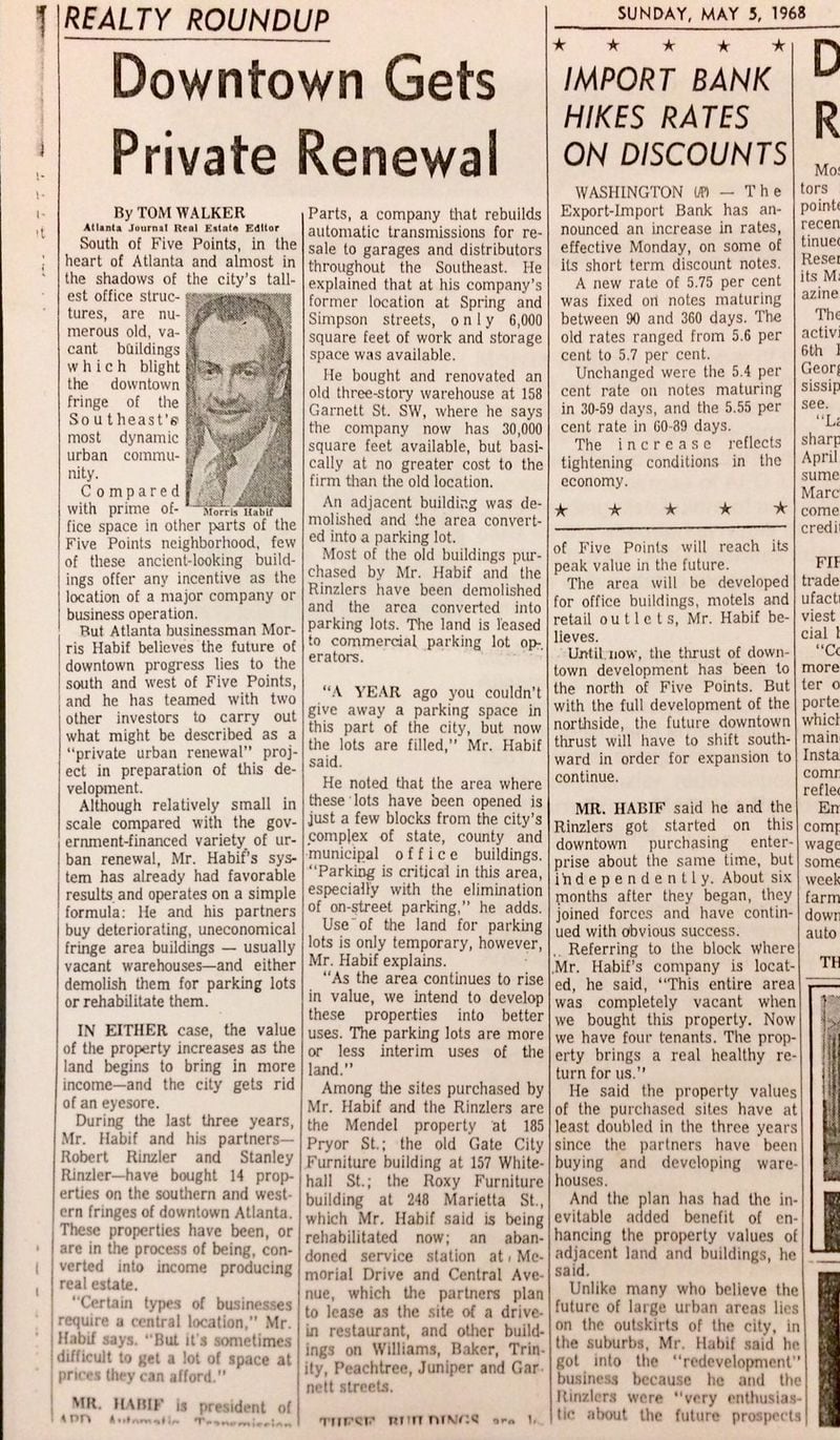 A 1968 newspaper article about Morris Habif, who was bullish about South Downtown a lifetime ago. 