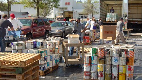 Paints, solvents and other potentially toxic substances will be accepted at a household hazardous waste collection event Saturday, May 4, at the Cumming Fairgrounds in Forsyth County. AJC FILE