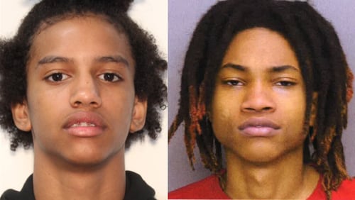 Jhabre Wilson (left) and Davion White are charged with murder in the New Year's Eve shooting death of a 15-year-old boy in Douglasville. (Credit: Douglasville Police Department)