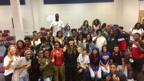 Dee-1 spoke with students at South Atlanta High School Thursday. Photo courtesy PwC