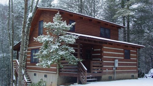 There's just something primordially appealing about a cabin in the snow - the implied shelter and warmth of the cozy inside, with a fireplace and maybe, just maybe, a hot tub! This one's a Fall Creek Cabins rental up around Boone, N.C.